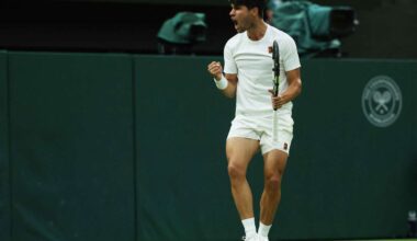 Carlos Alcaraz fights back from a set down to beat Andrey Rublev at Wimbledon
