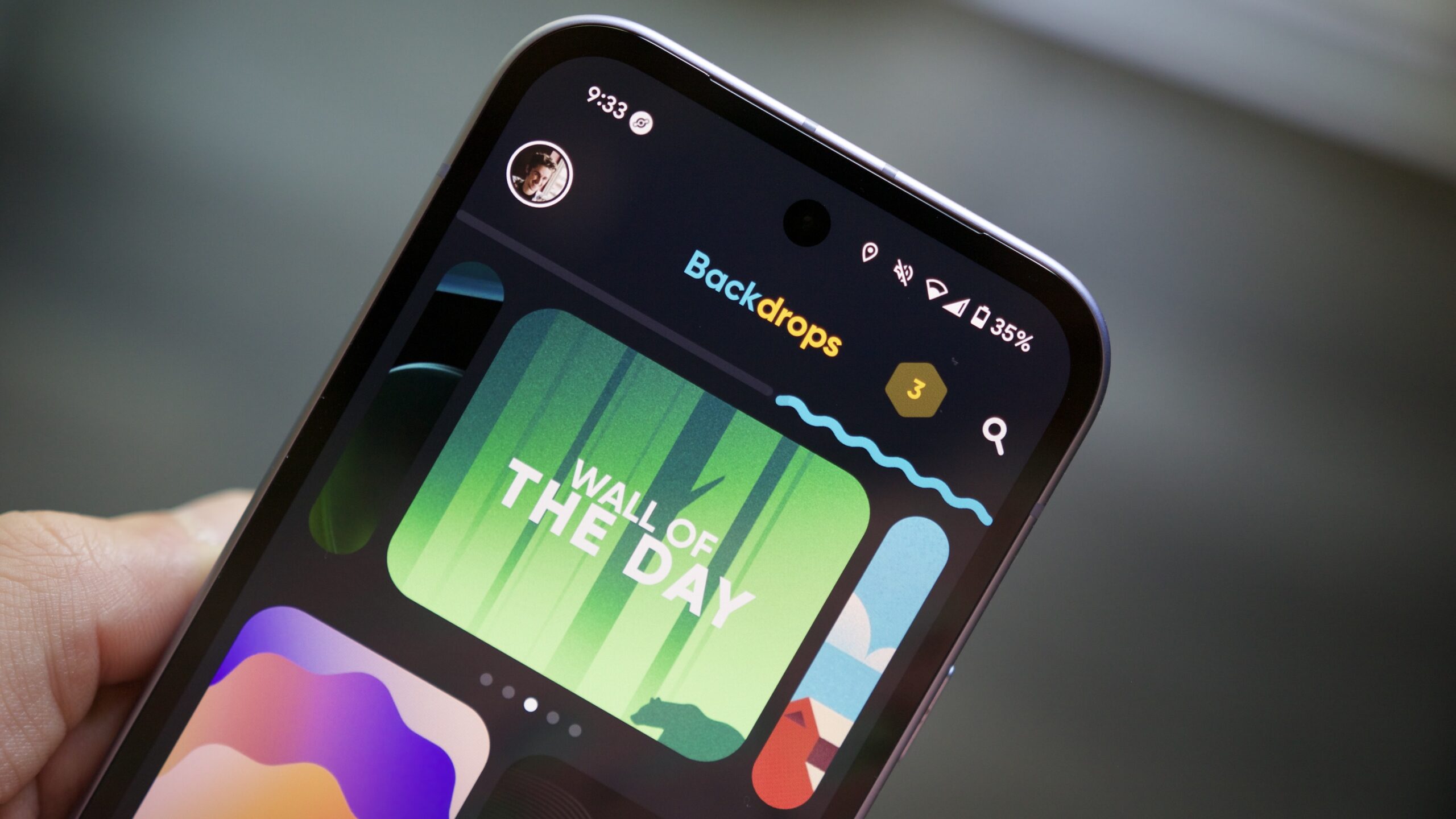 A photo of Backdrops' with its Material 3 Expressive update, running on an Android phone.