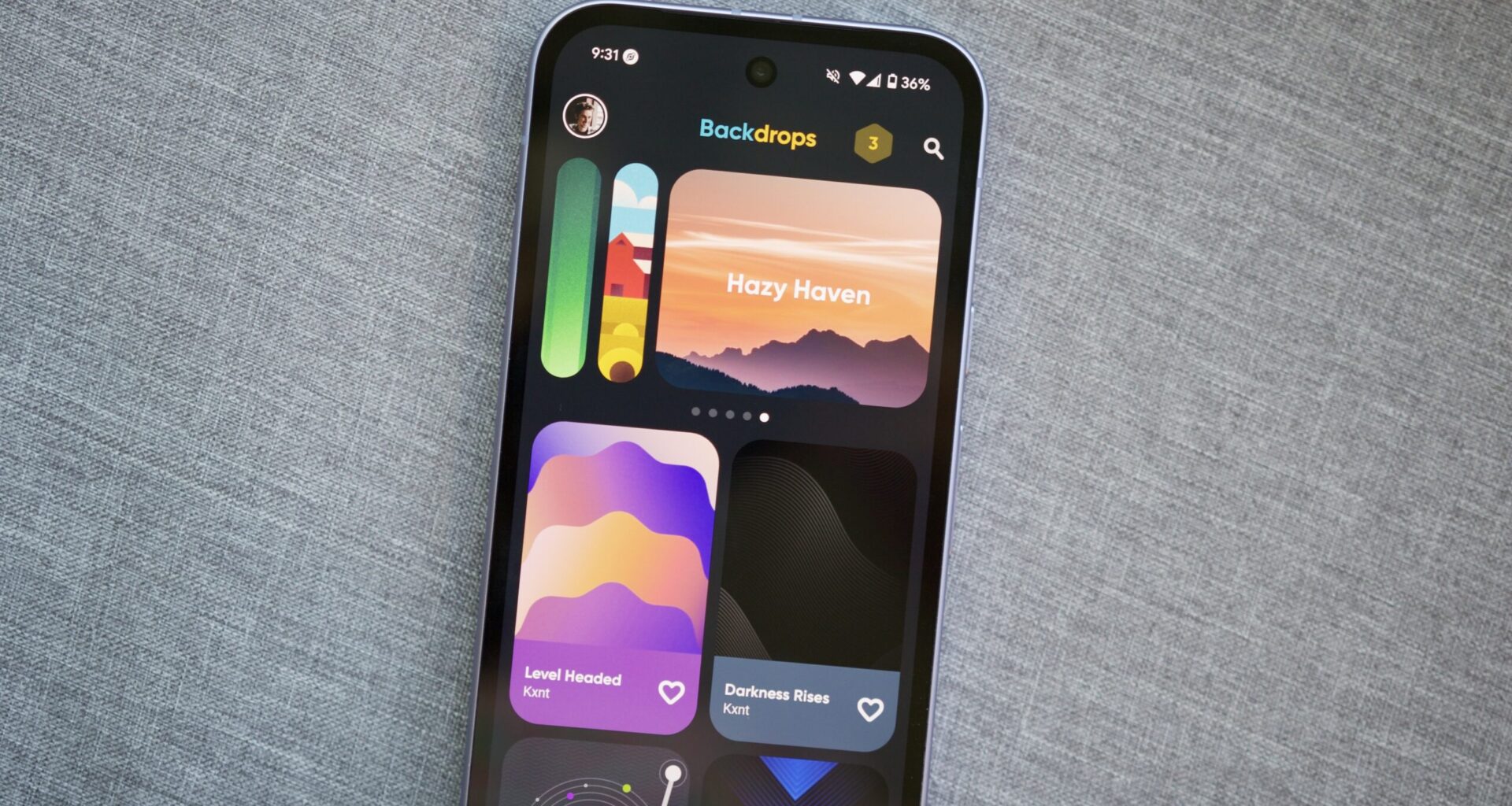 A photo of Backdrops' with its Material 3 Expressive update, running on an Android phone.