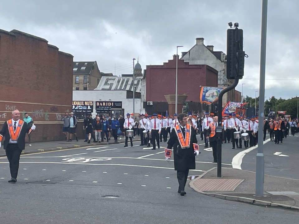 Orange Order parade in Glasgow, Scotland.