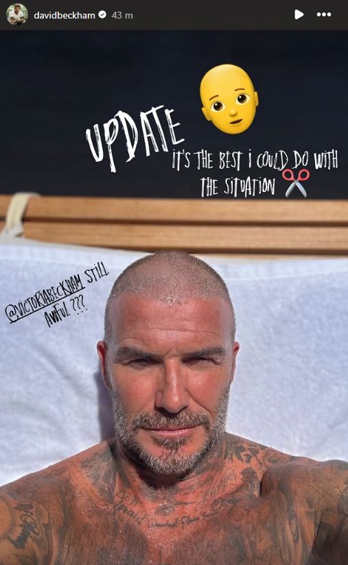 This is the new look Beckham has after his bathroom blunder