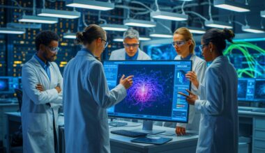 Illustration of scientists from leading AI institutions advocating for chain of thought monitoring, artificially generated.