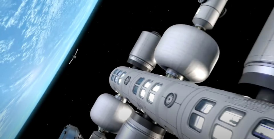 Illustration of Orbital Reef space station orbiting Earth.