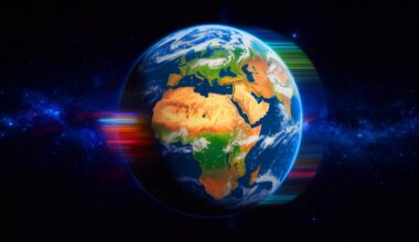 Illustration of Earth's accelerated rotation highlighting the time anomaly, generated by artificial intelligence.