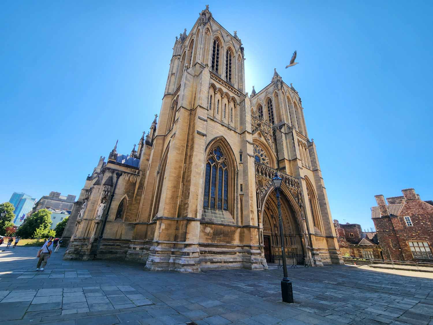 View of Bristol cathedral on a sunny day during a short break in Bristol with kids