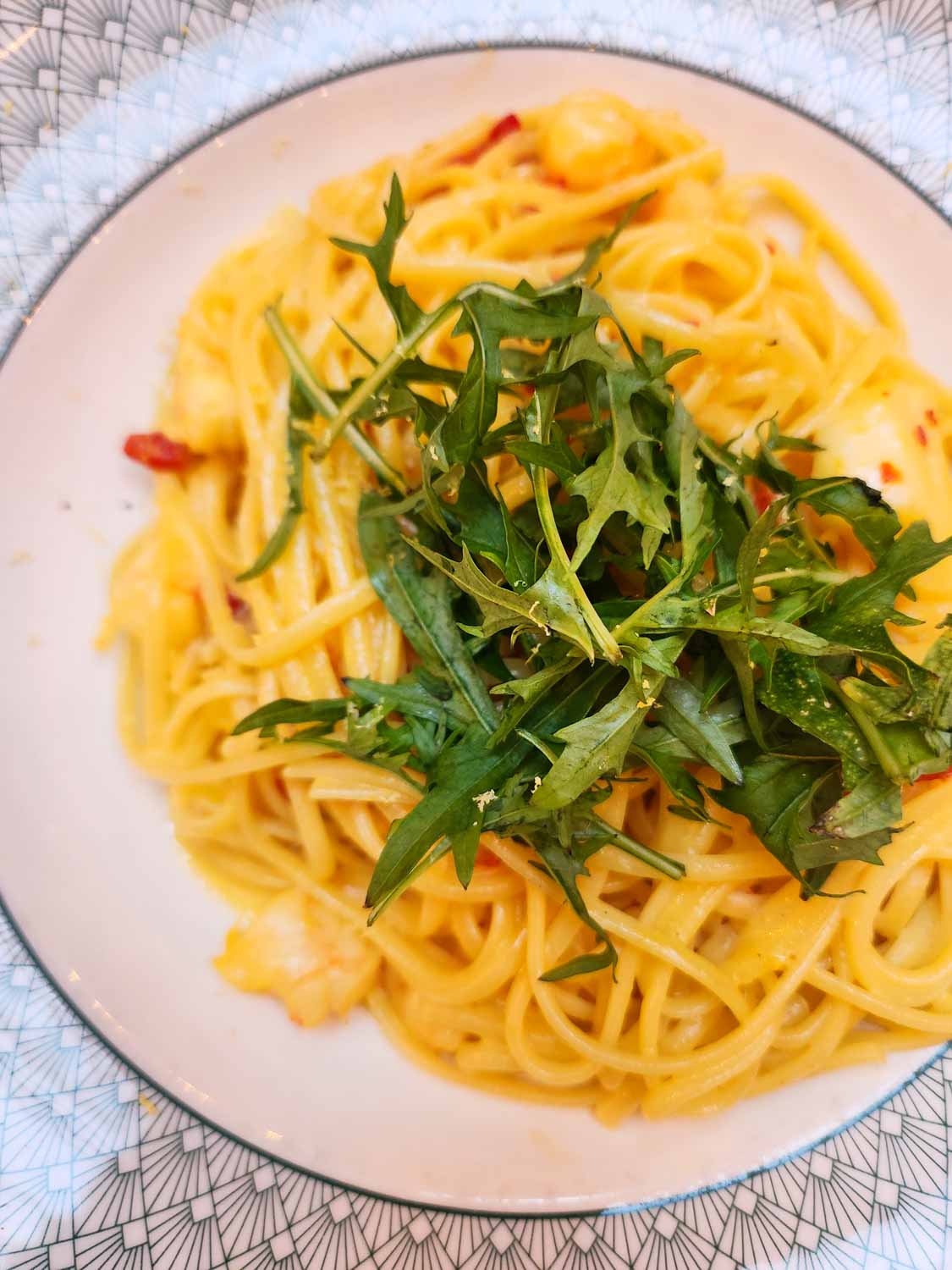 King prawn and cod linguine at Cosy Club Bristol during a visit with kids