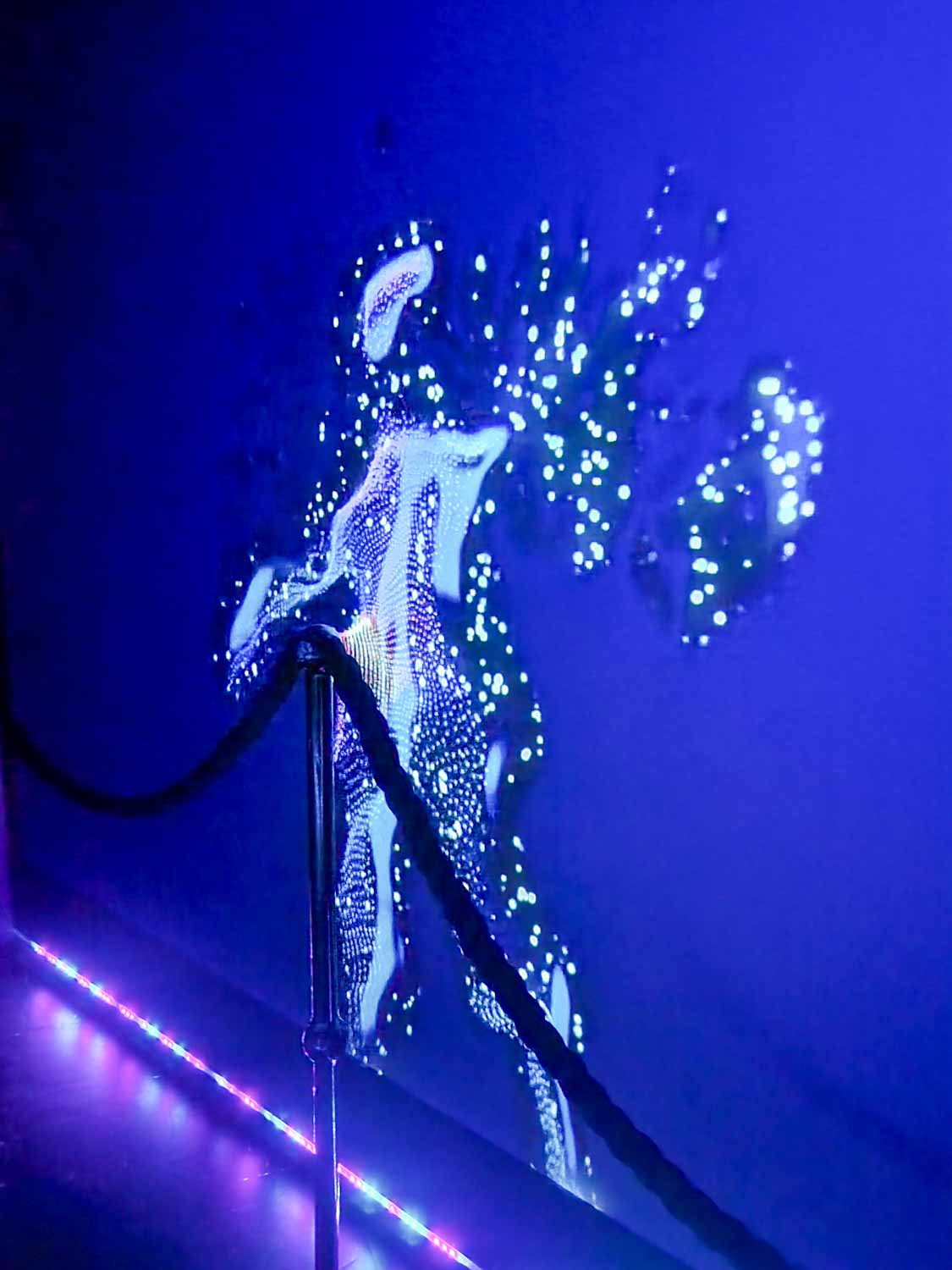 Figure created in light by my daughter's movement at Wake The Tiger - one of the most unusual things to do in Bristol with kids