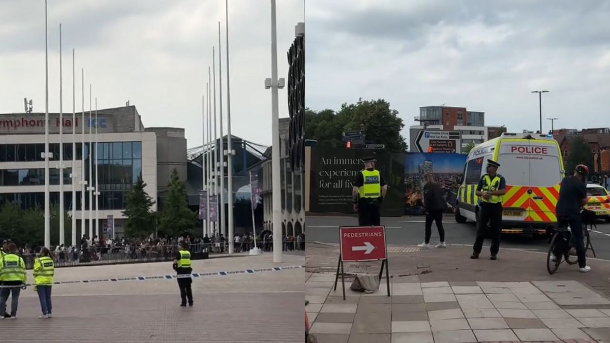 Police cordon around Centenary Square in Birmingham.