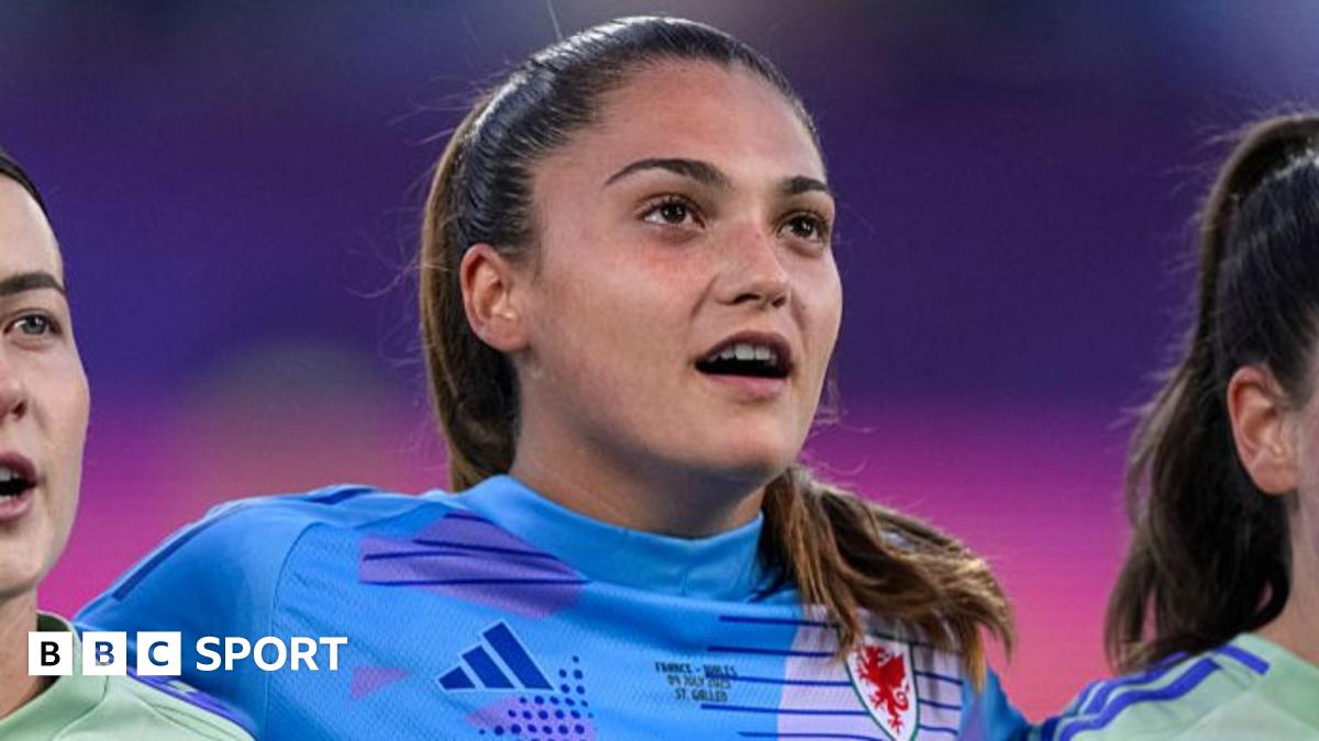 Wales goalkeeper Safia Middleton-Patel sings the national anthem ahead of her major tournament debut against France in St Gallen, Switzerland
