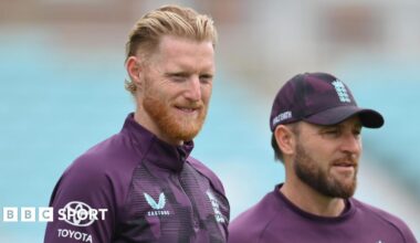 Ben Stokes and Brendon McCullum during an England training session