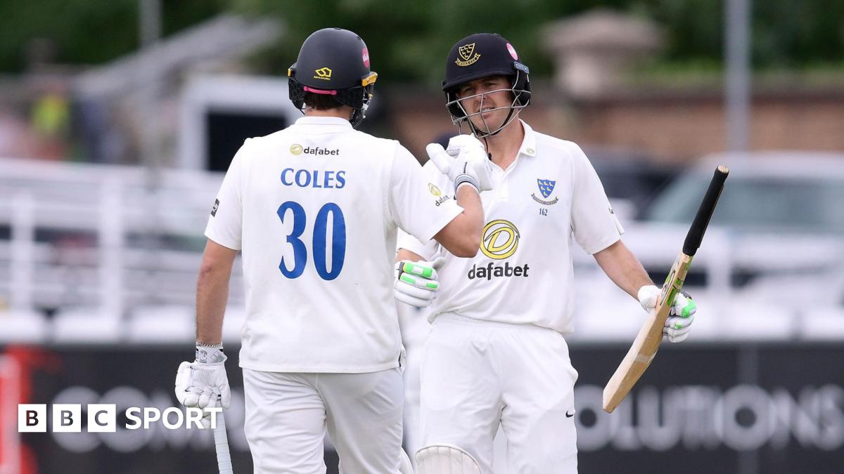 Sussex's James Coles (left) congratulates Daniel Hughes