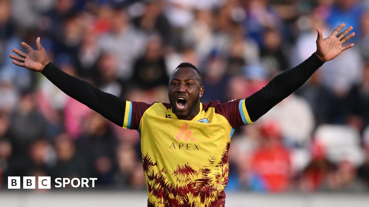 Andre Russell appeals for a wicket
