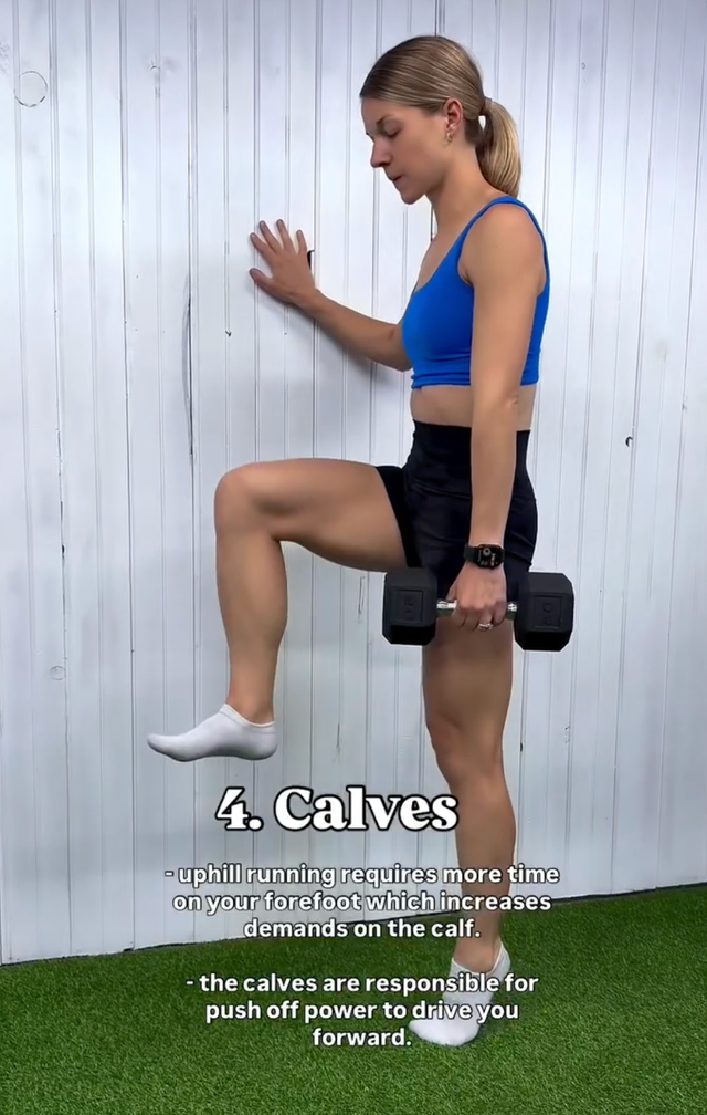 woman performing running strength drill