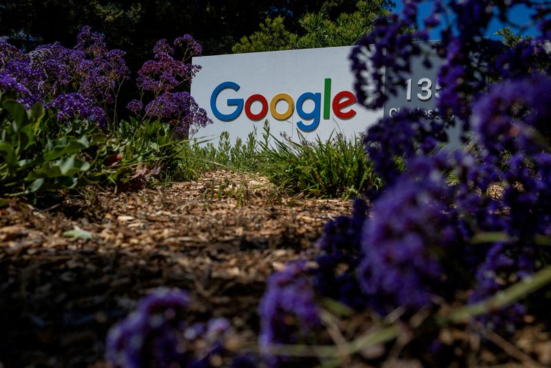 FILE PHOTO: A Google logo is seen at a company research facility in Mountain View, California