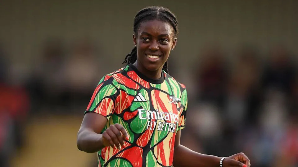 Michelle Agyemang training as part of the Arsenal squad in September 2024