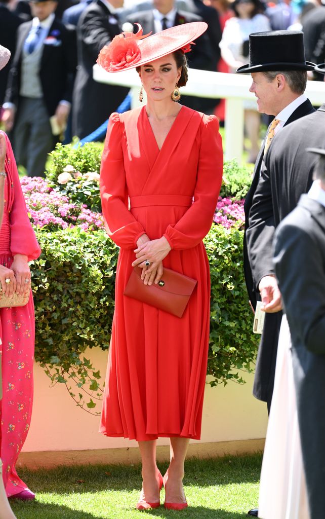 Kate Middleton, the Princess of Wales attends day four of Royal Ascot 2023 at Ascot Racecourse on June 23, 2023 in Ascot, England, wearing a red dress