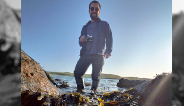 Vintage photography enthusiast testing seaweed as film developer