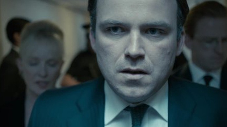 Callow looking horrified in close-up on Black Mirror