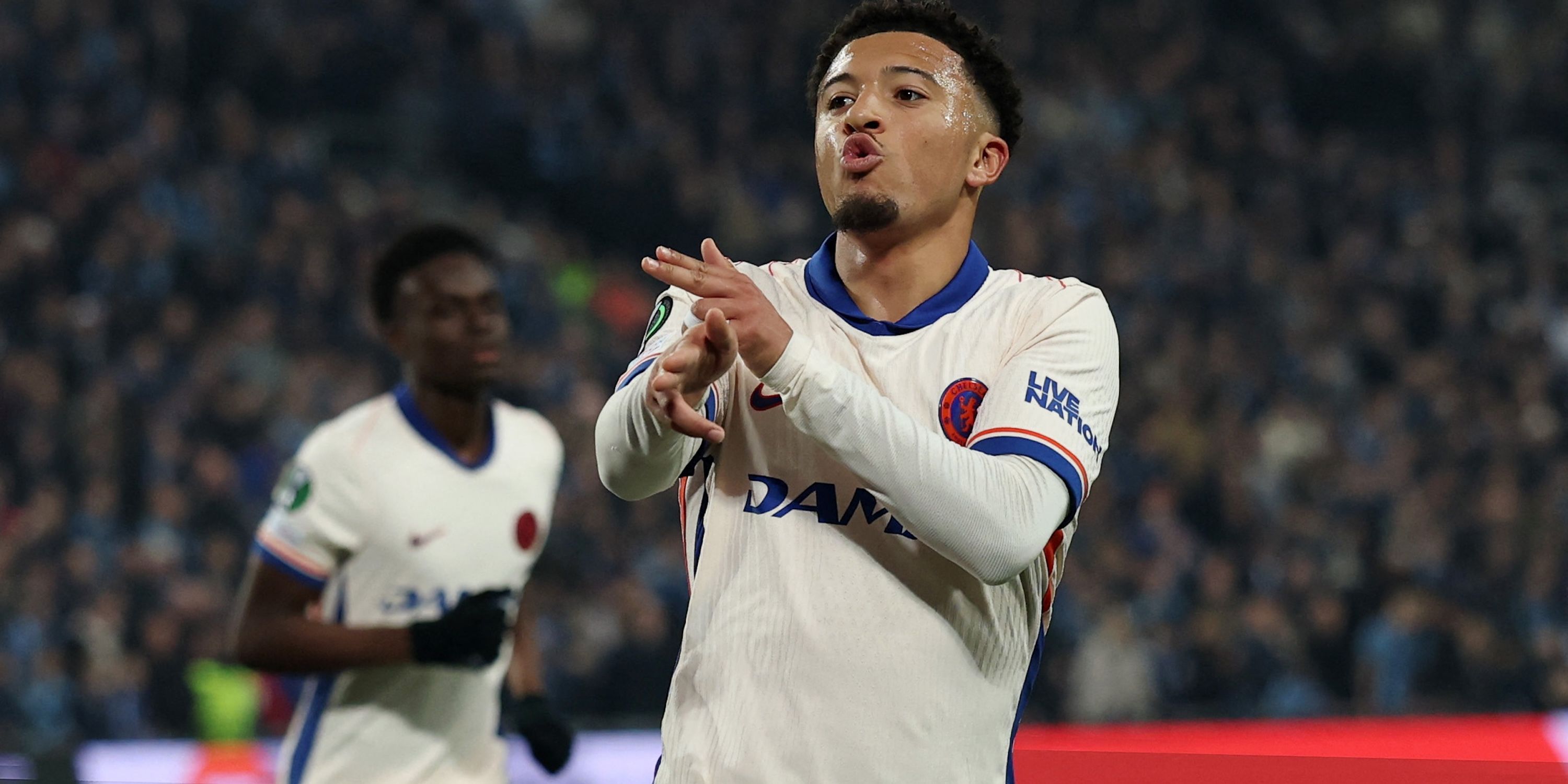 Chelsea's Jadon Sancho celebrates scoring their first goal