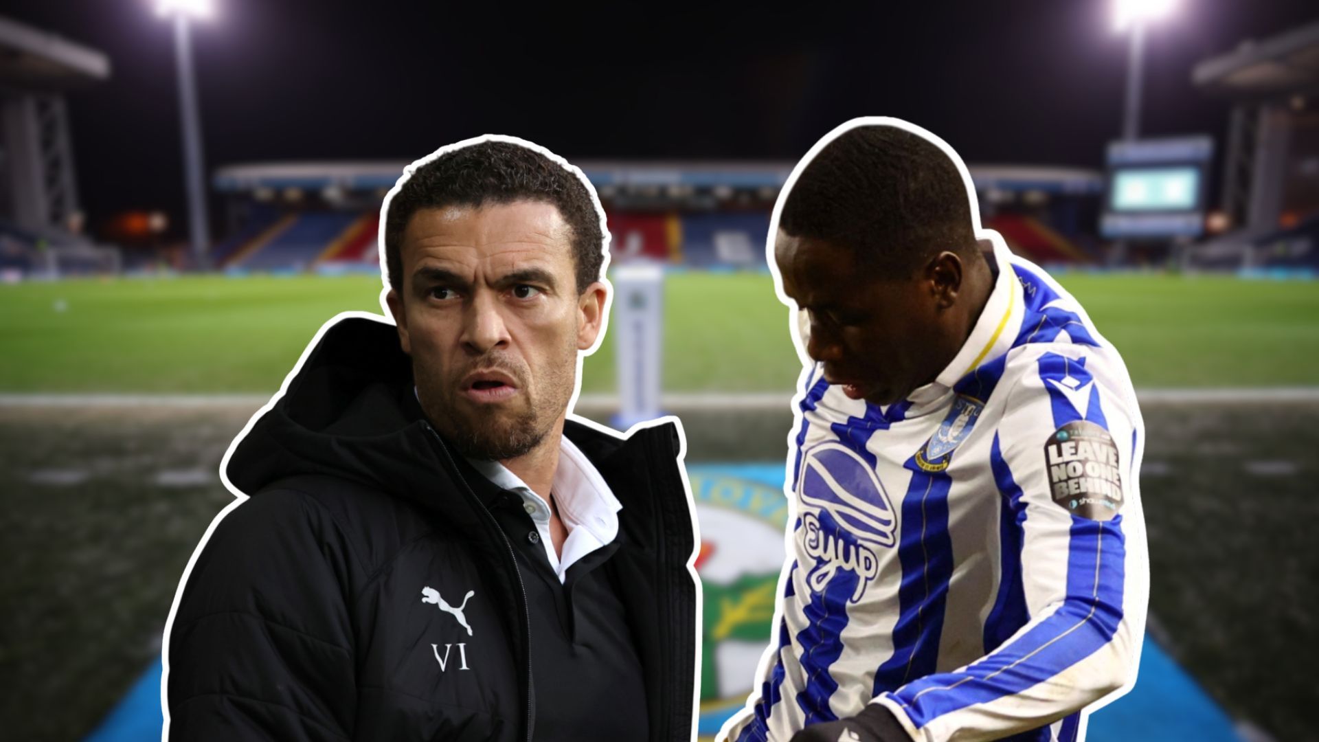 Valerien Ismael (left) & Djeidi Gassama (right) - Ewood Park background