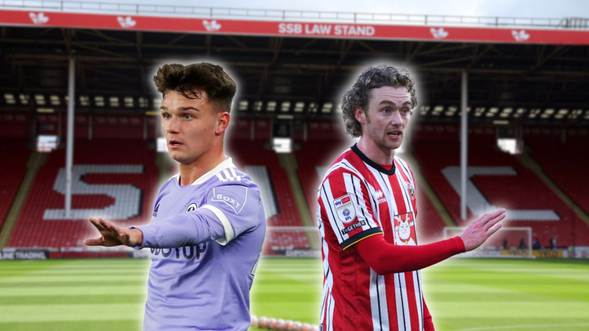Jamie Shackleton (left) & Tom Davies (right) - Bramall Lane background