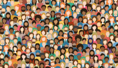 Illustration of a Multicultural Crowd of People. Group of different men and women. Young, adult and older peole. European, Asian, African and Arabian People