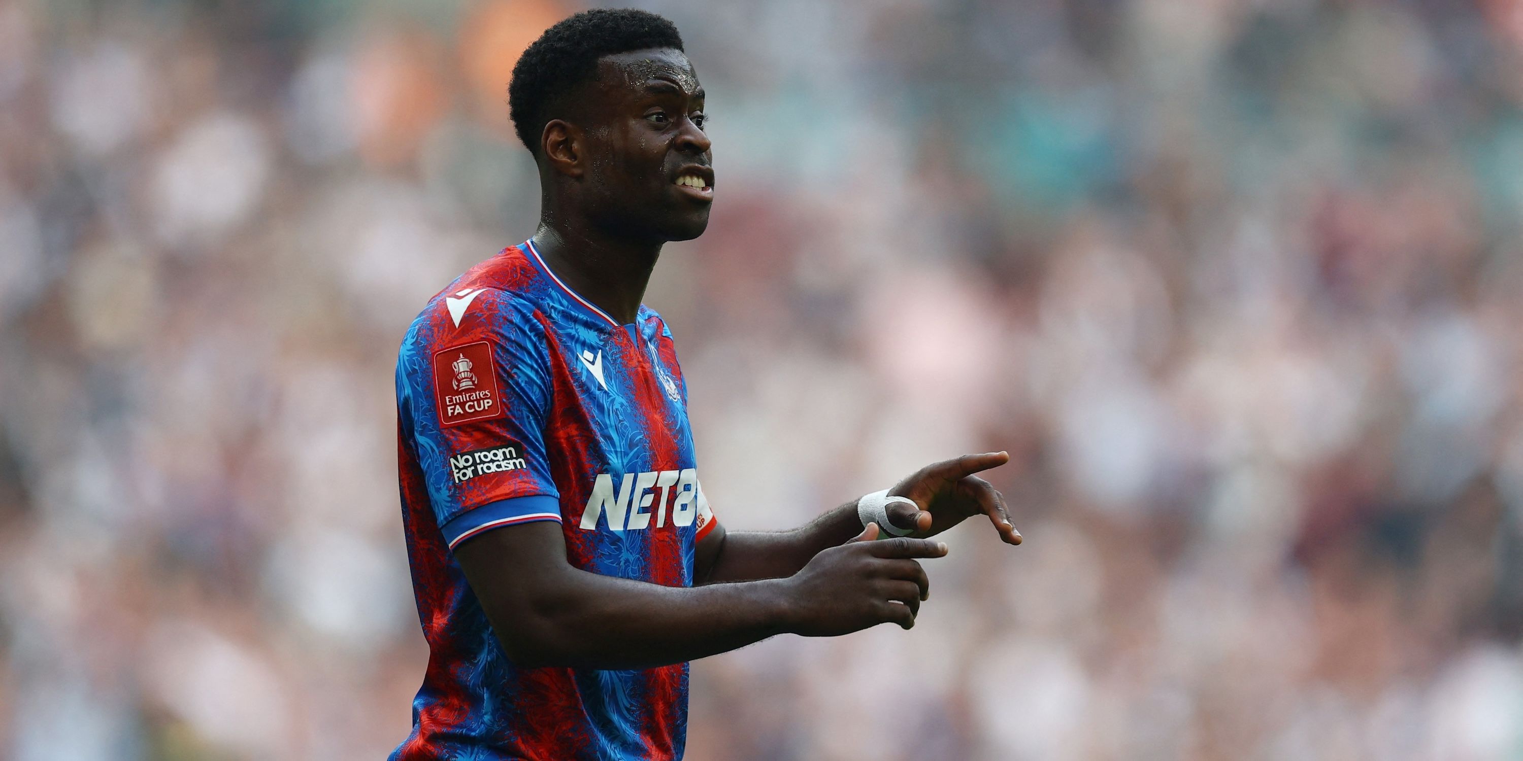Crystal Palace's Marc Guehi reacts