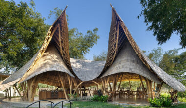 edges rise to form thai bull-like pavilion by chiangmai life architects