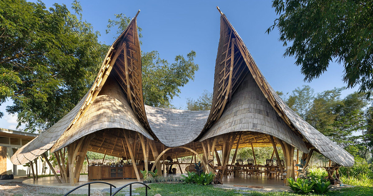 edges rise to form thai bull-like pavilion by chiangmai life architects