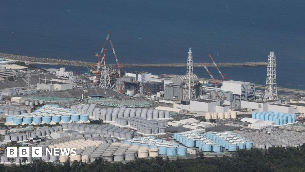 This aerial picture shows storage tanks used for storing treated water at TEPCO's crippled Fukushima Daiichi Nuclear Power Plant