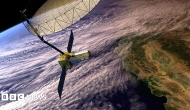 An artist's concept shared by Nasa on X of what the Nisar satellite will look like
