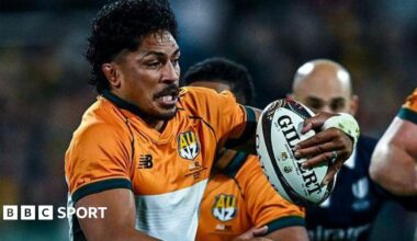 Pete Samu on the charge for the AUNZ Invitational XV against the Lions