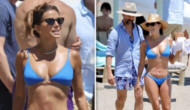 Eva Longoria Turns Heads in Blue Bikini on Beach in Spain