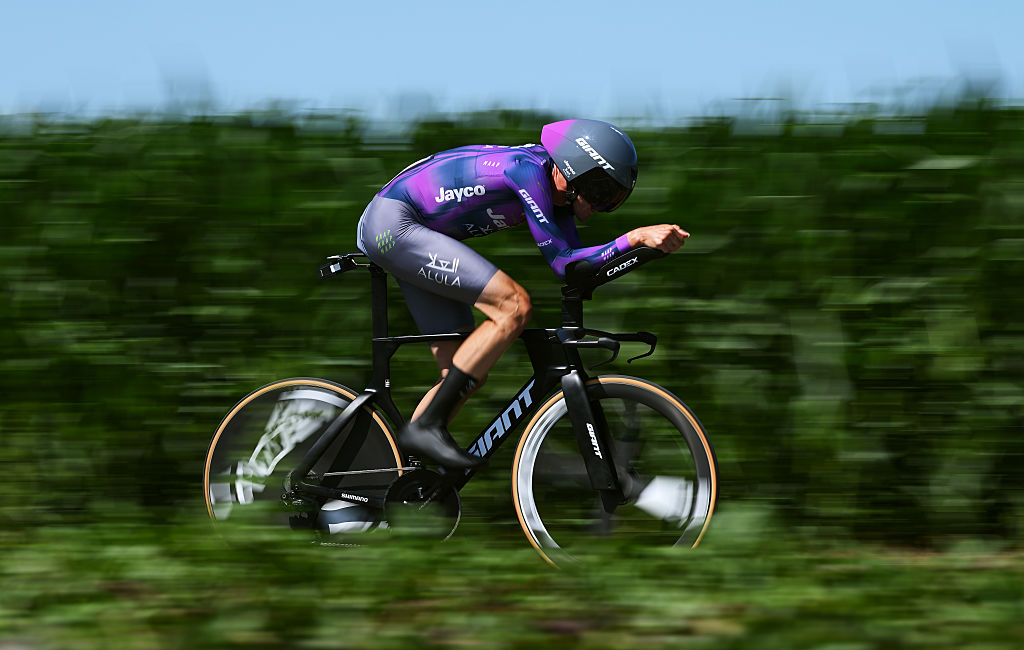 CAEN, FRANCE - JULY 09: Ben O'Connor of Australia and Team Jayco AlUla competes during the 112th Tour de France, Stage 5 a 33km individual time trial stage from Caen to Caen / #UCIWT / on July 09, 2025 in Caen, France. (Photo by Dario Belingheri/Getty Images)