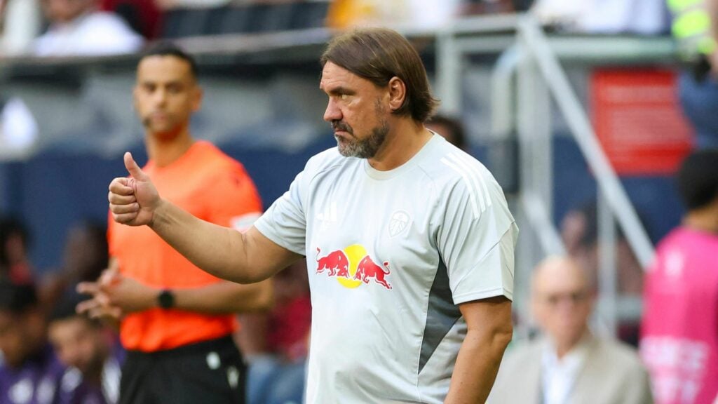 Leeds boss Daniel Farke gives a thumbs up