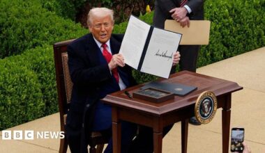 US President Donald Trump announces tariffs at the White House in April