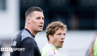 Joel Tomkins in action during a training session with Catalans Dragons this season