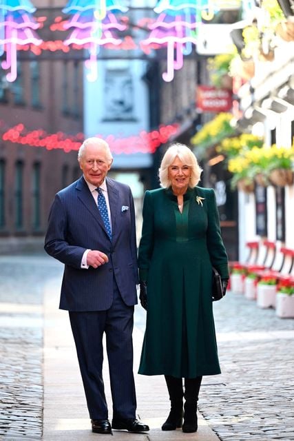 Charles and Camilla during a visit to Commercial Court, Belfast, in March