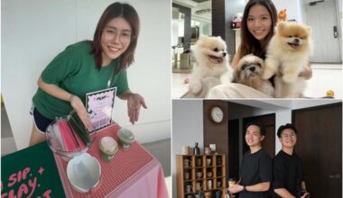 (Clockwise from left) Ms Tris Su, owner of Tofu Tofu, petsitter Ms Joey Chan and co founders of Acuppa, Wei Cheng Tok and Jonathan Tan.