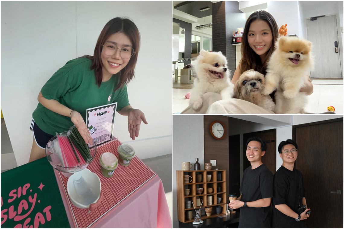 (Clockwise from left) Ms Tris Su, owner of Tofu Tofu, petsitter Ms Joey Chan and co founders of Acuppa, Wei Cheng Tok and Jonathan Tan.