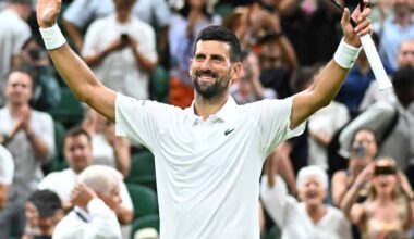 Novak Djokovic defeats Alexandre Muller in four sets on Tuesday at Wimbledon.