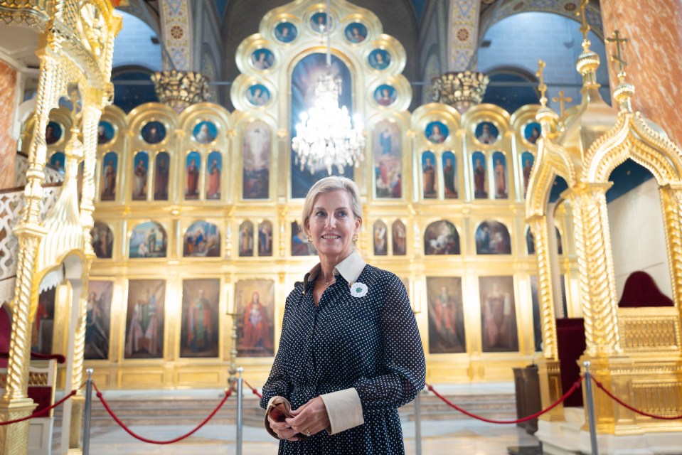 The Duchess of Edinburgh at a Christian Orthodox Church in Sarajevo.