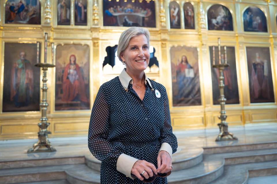 The Duchess of Edinburgh at a Christian Orthodox Church in Sarajevo.