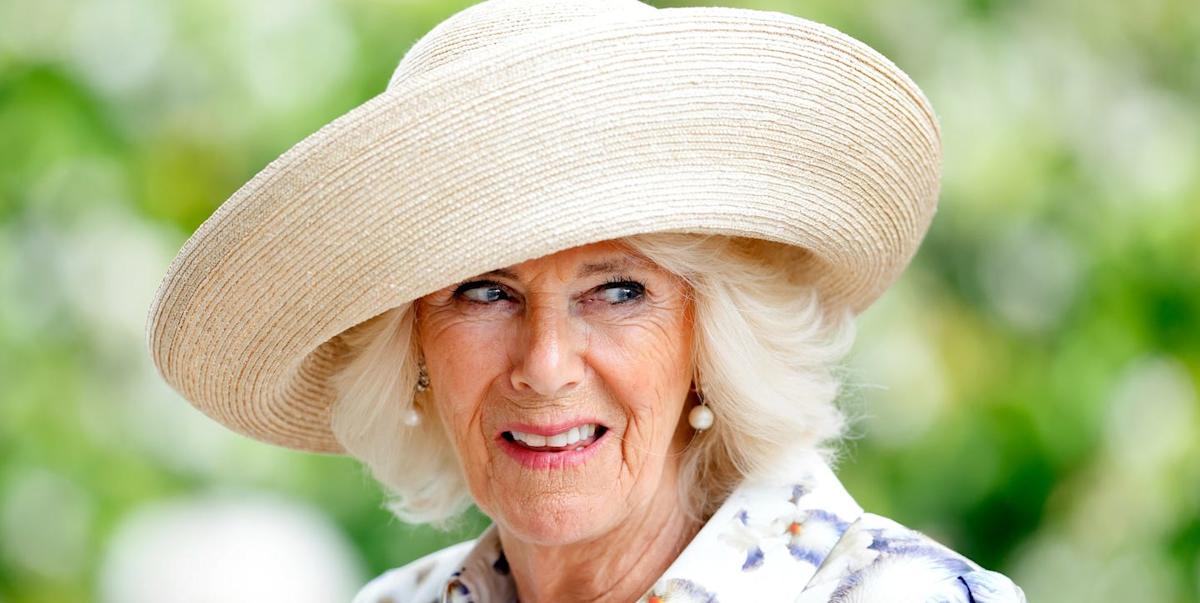 Queen Camilla arrives at Wimbledon in bespoke animal print dress