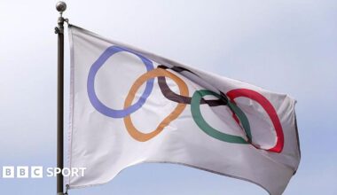 Olympic rings on a flag