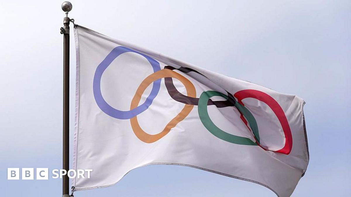 Olympic rings on a flag