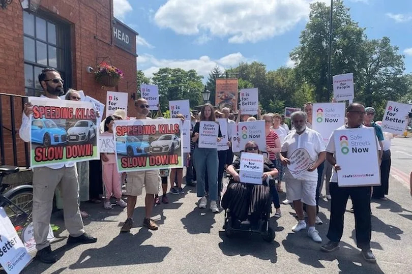 Better Streets For Birmingham stage protest at the junction of Stratford Road and Fox Hollies Road in Hall Green