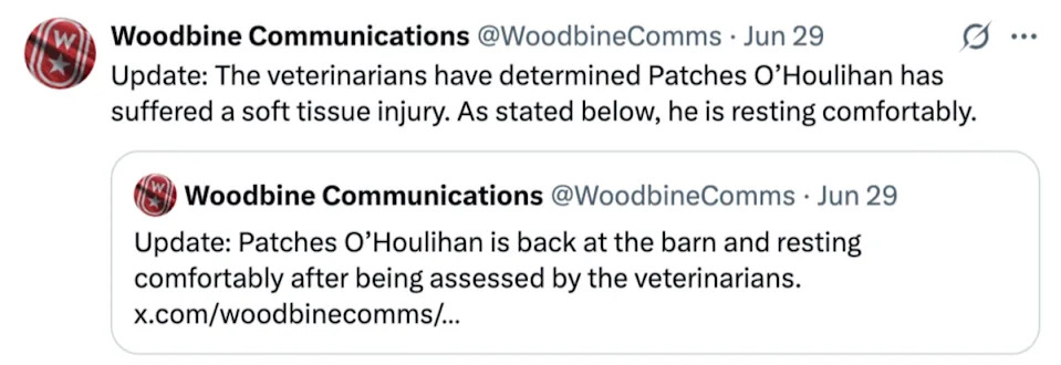 Third update: specifics of the injury confirmed.
