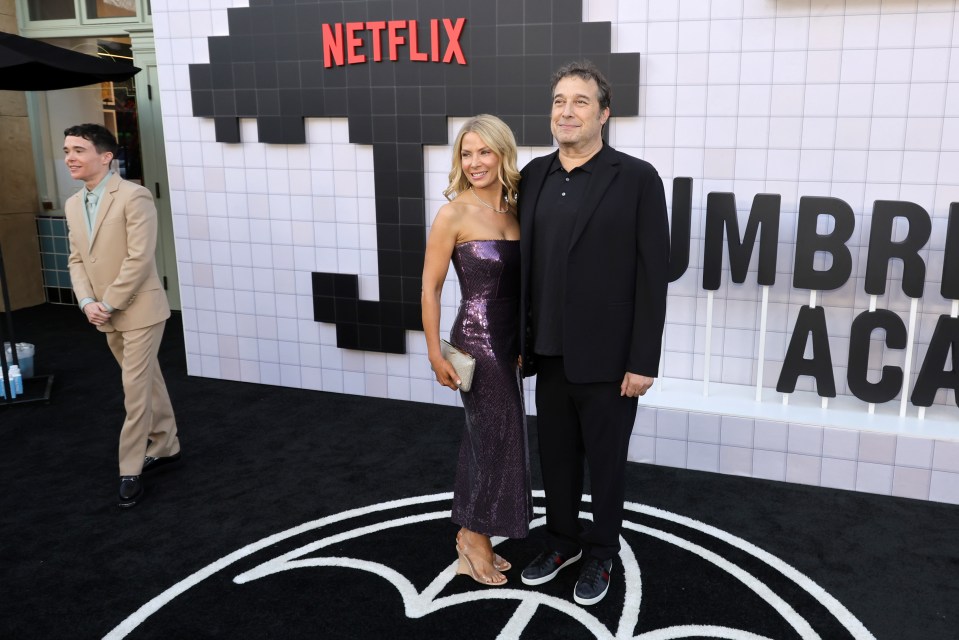 Elliot Page, Christine Blackman, and Steve Blackman at the Umbrella Academy season premiere.