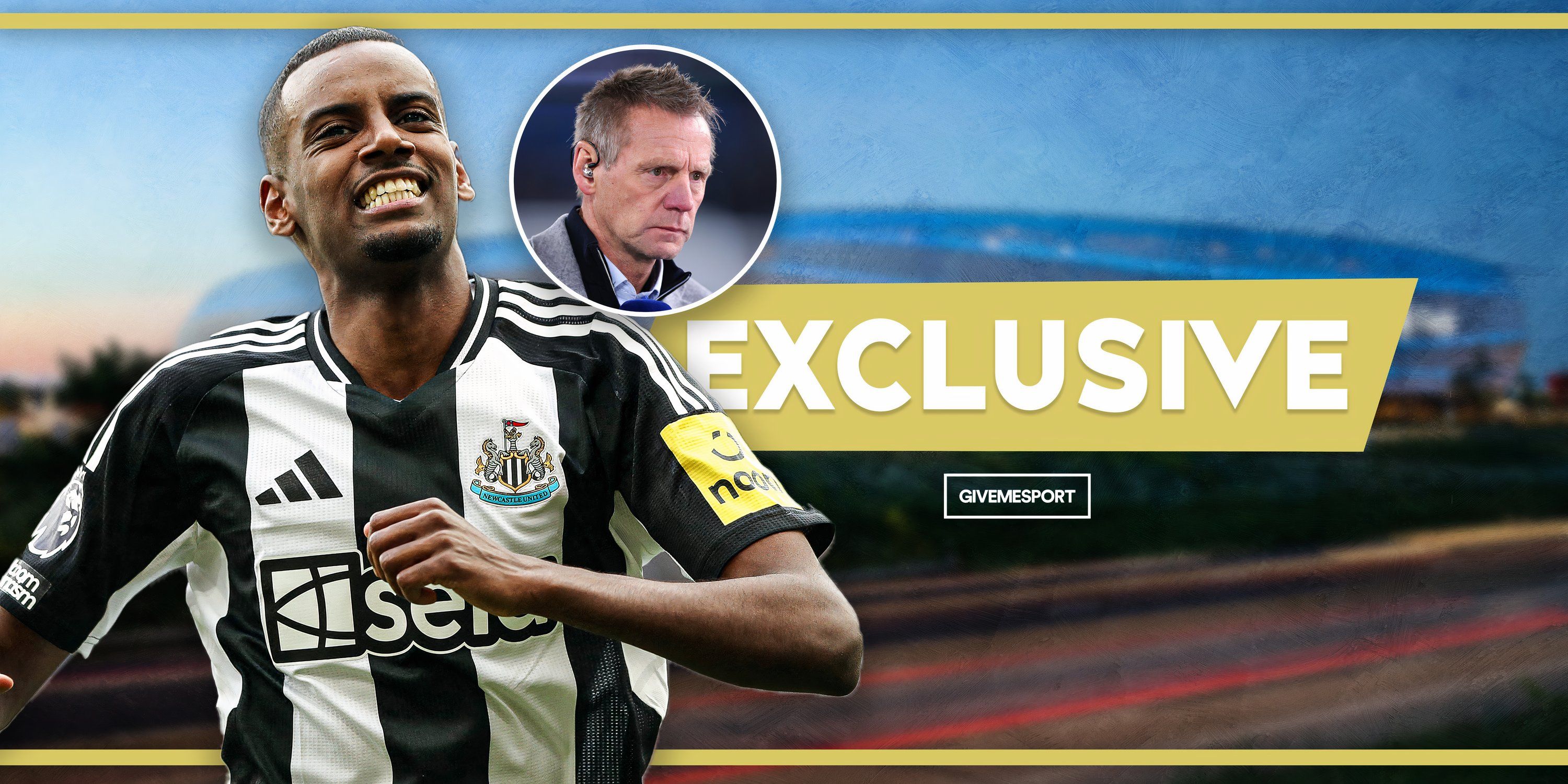 Newcastle United striker Alexander Isak and Stuart Pearce